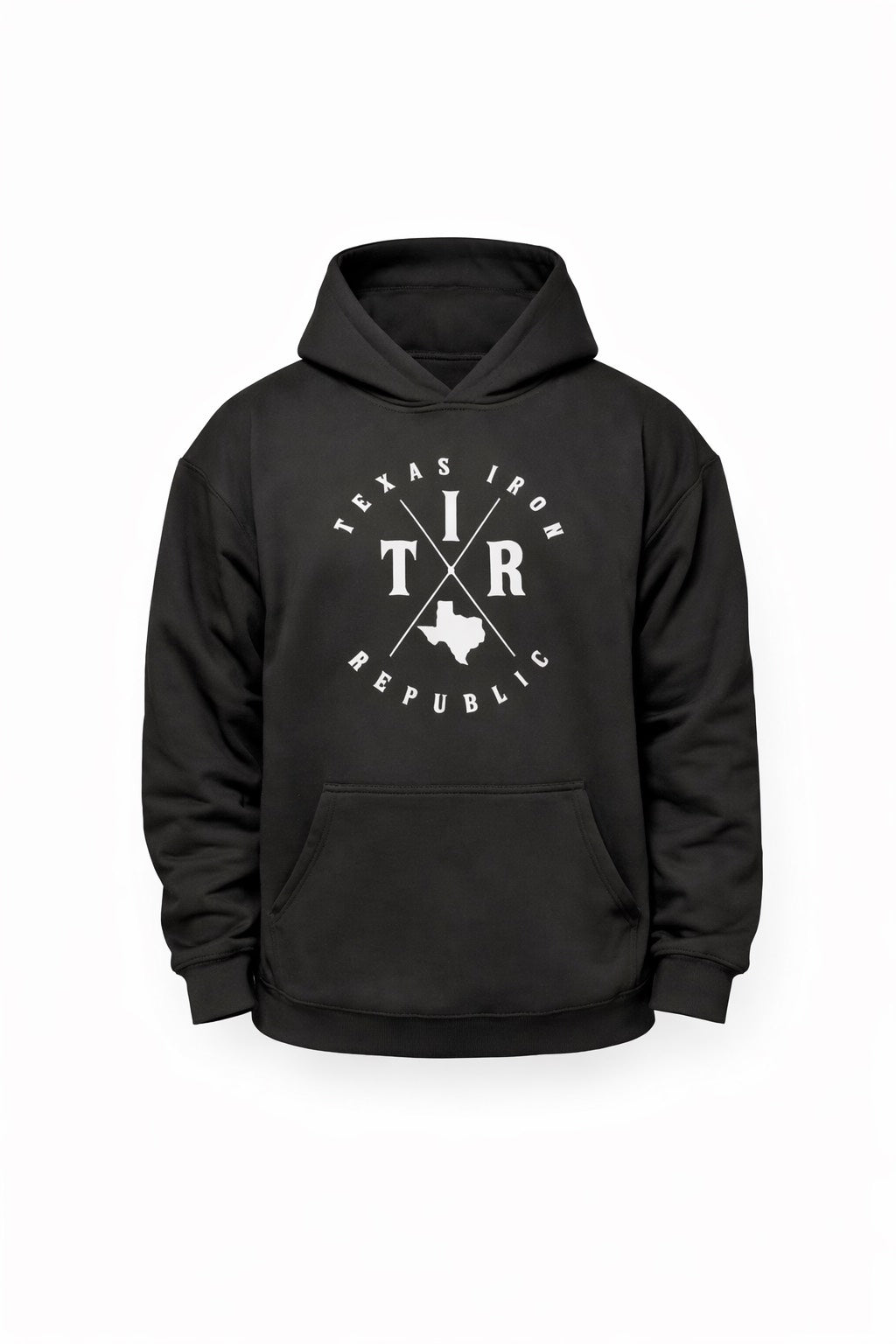 Texas Cross Emblem Pullover Hoodie – Black (Heavyweight)