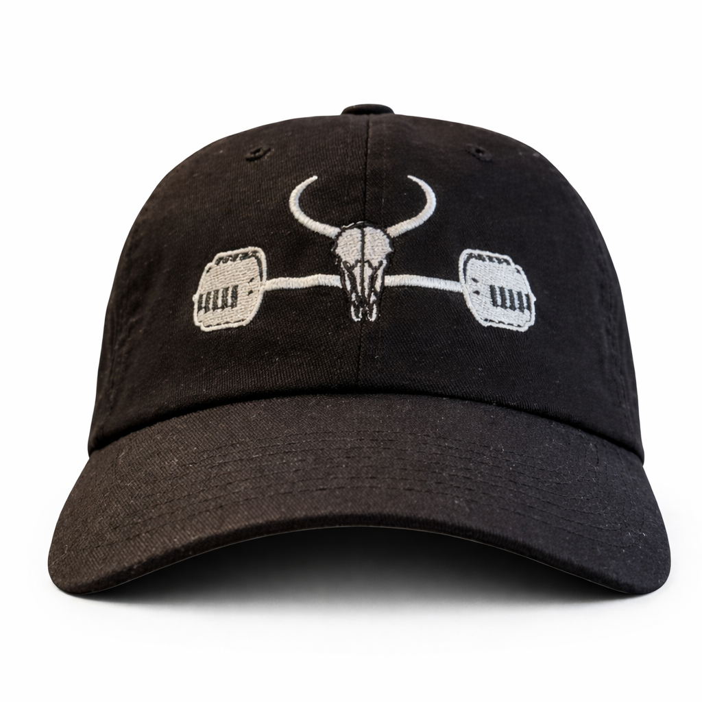 OG Barbell Logo Dad Hat- Blk/ White